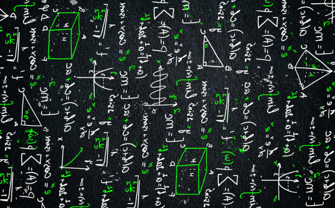 A blackboard with a lot of green writing on it